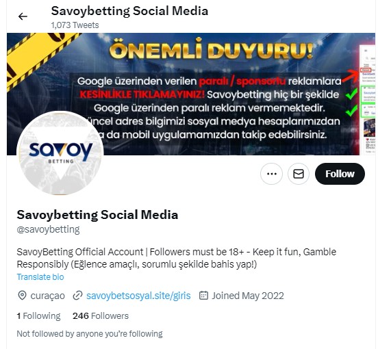 Savoybetting Twitter